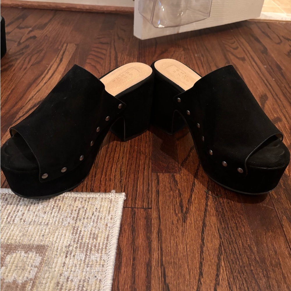 Black studded platform shoes